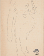 Femme nue, une jambe et un bras levés