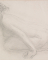 Femme nue de profil, assise sur les talons et penchée en avant