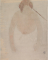Buste de femme nue vue de face et arc-boutée sur les mains