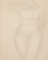 Femme nue debout, de face, les mains au-dessus du visage