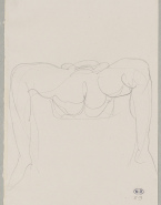Femme nue sur le dos, de face, les jambes écartées