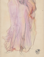 Femme nue debout dans le mouvement de ses voiles ; Ebauche d'un corps de femme (au verso)