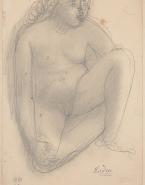 Femme nue assise, les jambes repliées vers le corps