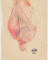 Femme nue assise, un pied posé de haut sur un genou