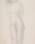 Femme nue debout, de face, mains au dos