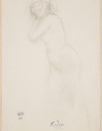 Femme nue de profil vers la gauche, un bras et une jambe repliés
