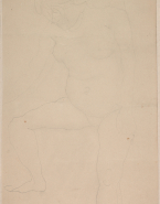 Femme nue debout, la jambe droite surélevée