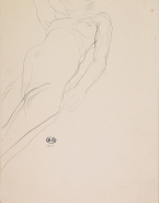 Femme nue allongée vers la gauche, une main sous la nuque