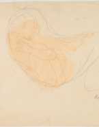 Femme nue sur le dos, jambes écartées et repliées