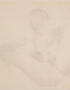 Femme nue assise à la renverse et les jambes écartées