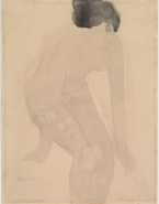 Femme nue assise et penchée en avant