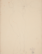 Femme nue, à moitié de dos et de profil vers la droite