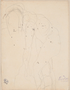 Femme nue, cheveux dénoués, passant un vêtement ? ; Femme nue aux cheveux dénoués (au verso)