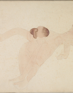 Femme nue agenouillée contre un corps allongé