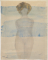 Femme nue agenouillée, de face et les bras derrière le dos