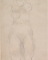 Femme nue agenouillée, de face, mains à la nuque