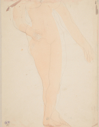 Femme nue debout aux jambes croisées