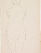 Femme nue agenouillée, de face, bras au dos