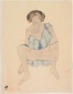 Femme assise à demi-nue, jambes ouvertes