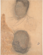 Double portrait, tête-bêche, du roi Sisowath ; Trait d'un profil ? (au verso)
