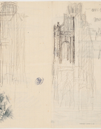 Deux études de la tour de la Madeleine à Verneuil (Eure) ; Six études de la tour à Verneuil (au verso)
