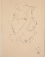 Femme drapée, assise, les bras autour des genoux ; Trois silhouettes de femme drapée assise