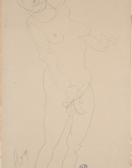 Femme nue tournée vers la droite, les bras légèrement écartés