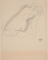 Femme nue de dos, assise sur les talons, renversée, les mains aux chevilles