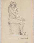 Croquis, femme nue assise de profil