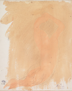 Femme nue allongée sur le ventre et étirée vers l'arrière