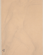 Femme nue assise, un bras tendu à droite