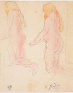 Deux femmes nues de profil et à genou