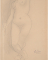Femme nue debout au jambes fléchies et croisées