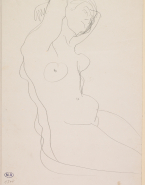 Femme nue se peignant, assise vers la droite