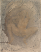 Femme nue allongée de face et jambes ouvertes