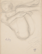 Femme nue sur le dos, les bras sous les cuisses levées et repliées