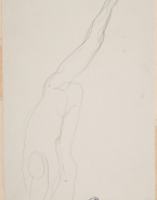 Femme nue les deux mains à terre, une jambe dressée