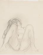 Femme nue sur le dos de face et les jambes repliées et écartées