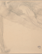 Femme nue de profil, penchée à droite, en équilibre sur la jambe gauche