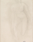 Femme nue de face, un genou en terre, une main à un pied