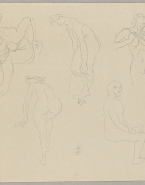 Croquis et études de nu féminin d'après un dessin de Rodin