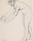 Femme nue, penchée de profil à gauche, les bras en avant