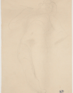 Femme nue allongée aux pieds croisés