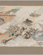 Les troupes japonaises lançant une attaque importante à Pyong-Yang pendant la guerre sino-japonaise