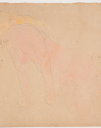 Femme nue en diagonale, les bras en avant
