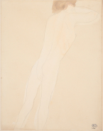 Femme nue de dos, une main à la fesse