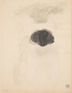 Femme nue agenouillée, penchée en avant, vue de face, les mains au dos