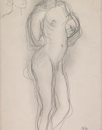 Femme nue, tournée vers la droite, mains au dos