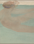Femme nue allongée, appuyée sur une main