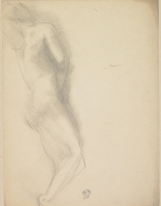 Femme nue de profil, allongée sur le ventre